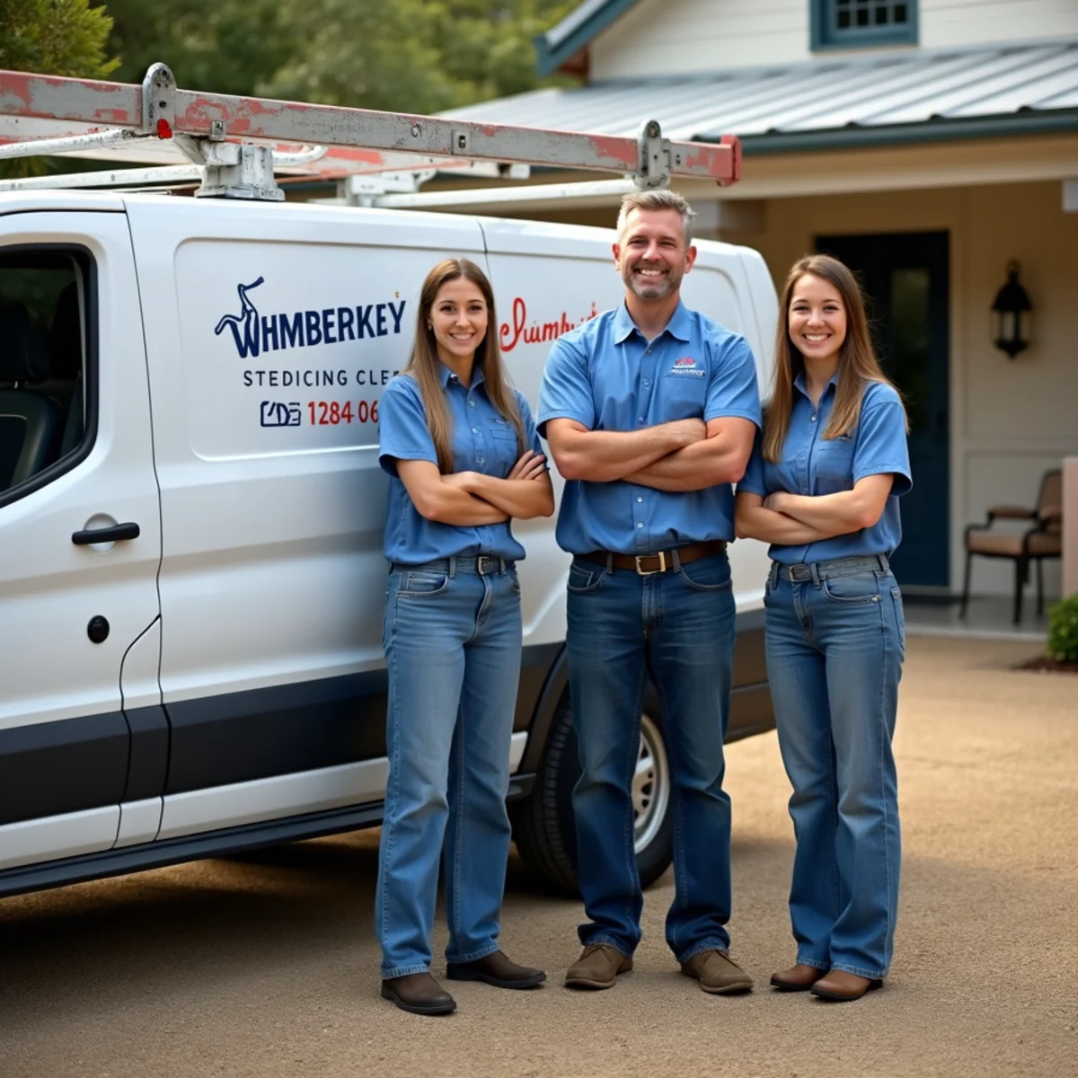 Blanco River Plumbing Co. team and service van in Wimberley, TX