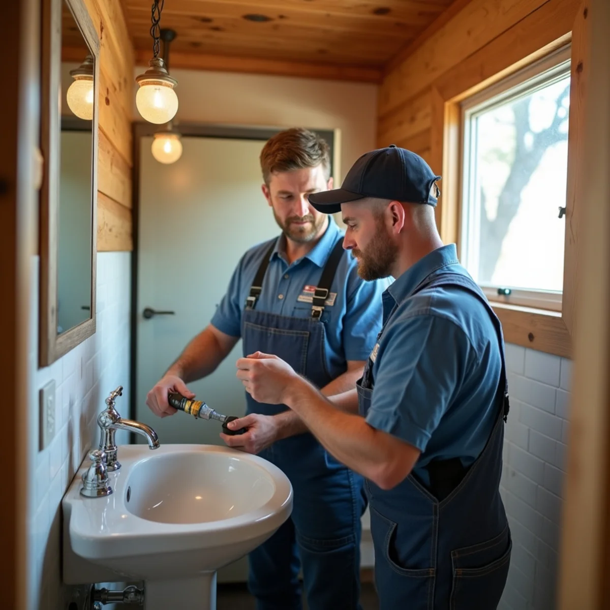 Wimberley short-term rental cabin kitchen with well-maintained plumbing
