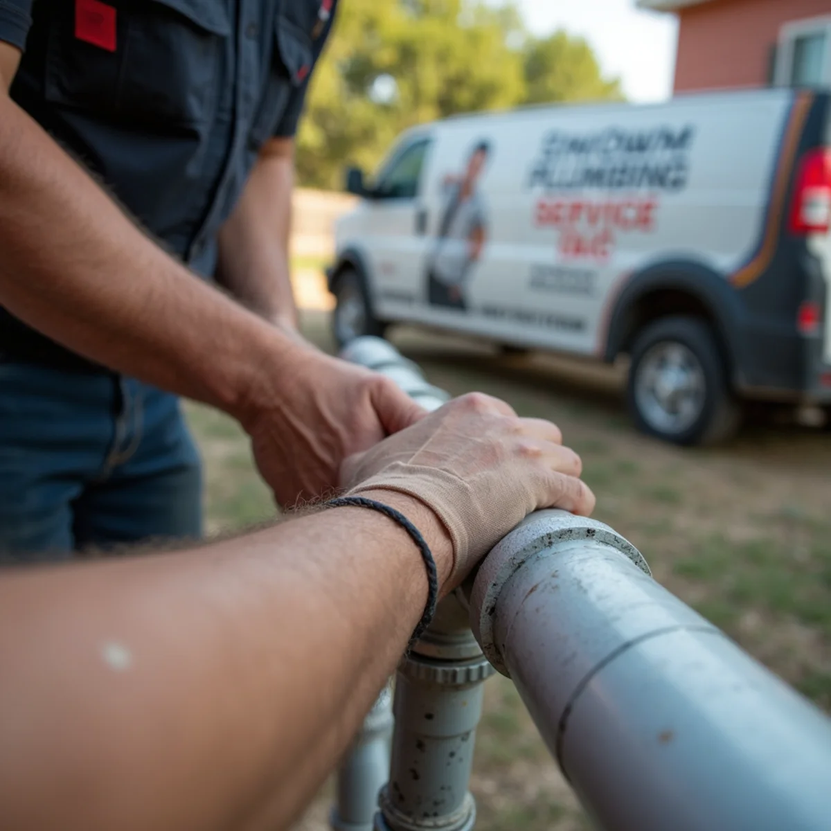 Blanco River Plumbing technician performing freeze protection at a Wimberley, TX home