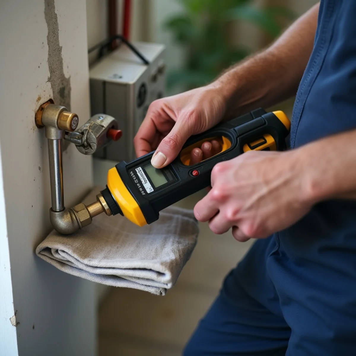 Blanco River Plumbing technician performing gas leak repair at a Wimberley, TX home