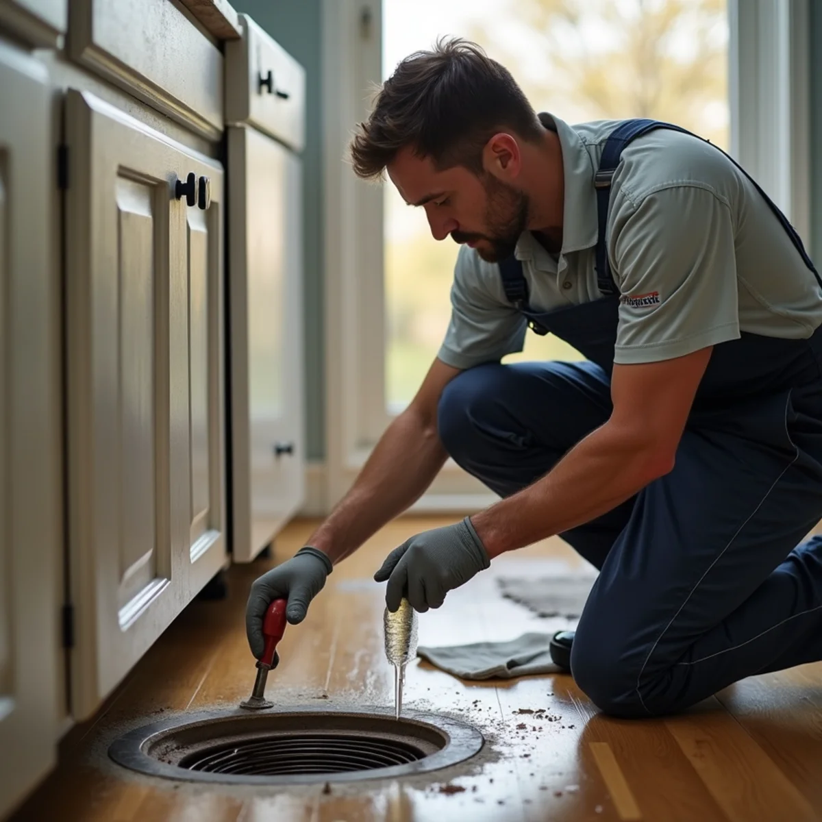 Blanco River Plumbing technician performing sewer backup at a Wimberley, TX home