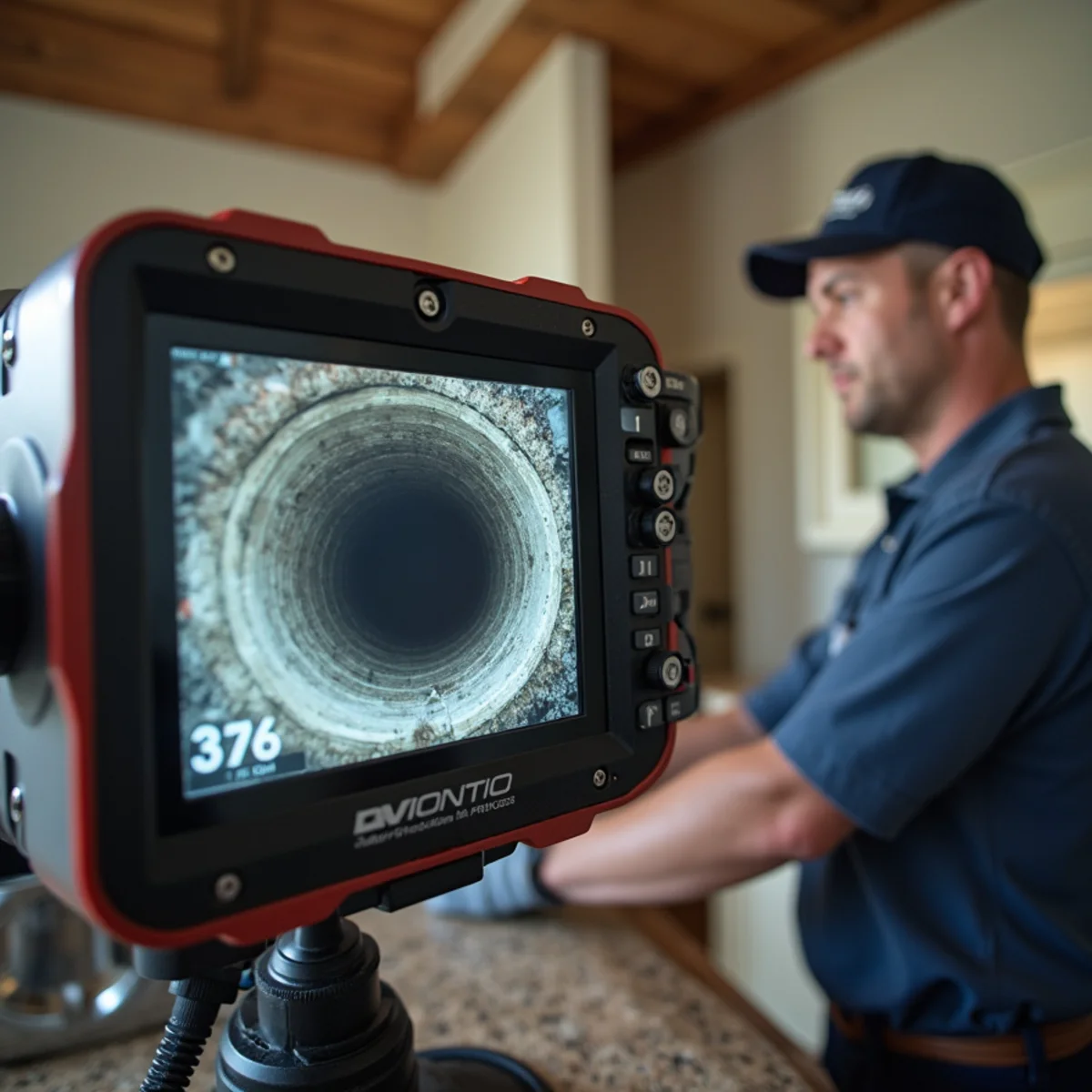 Blanco River Plumbing technician performing sewer line repair at a Wimberley, TX home