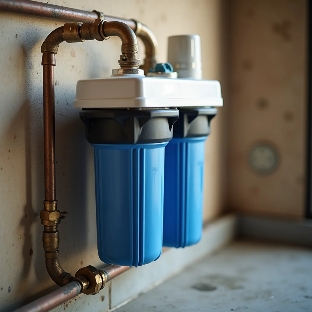 Blanco River Plumbing technician performing water treatment at a Wimberley, TX home